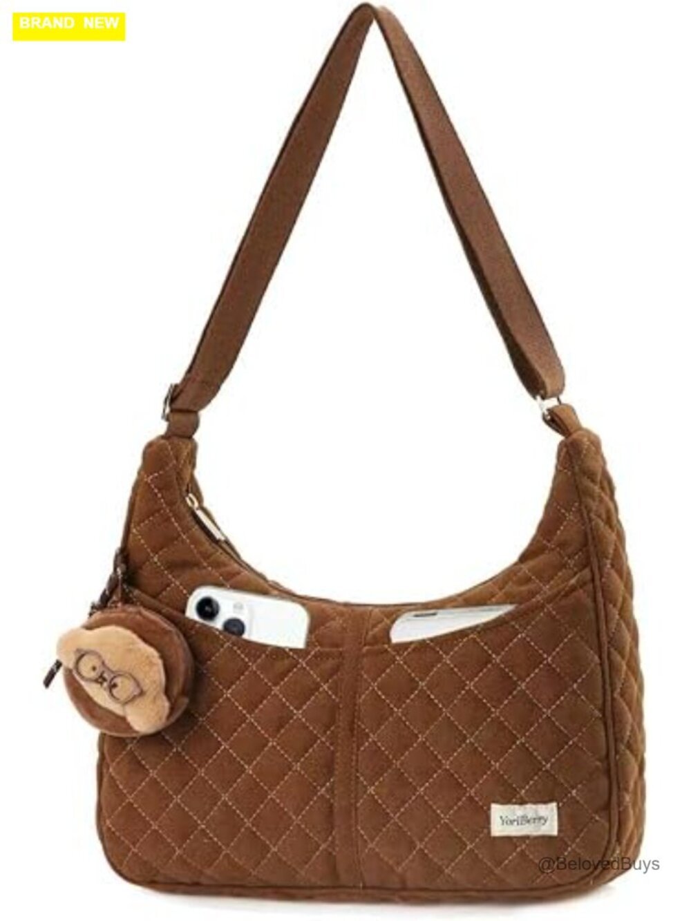 Quilted Hobo Shoulder Bag Crossbody Purse with Pockets Zipper Adjustable Strap